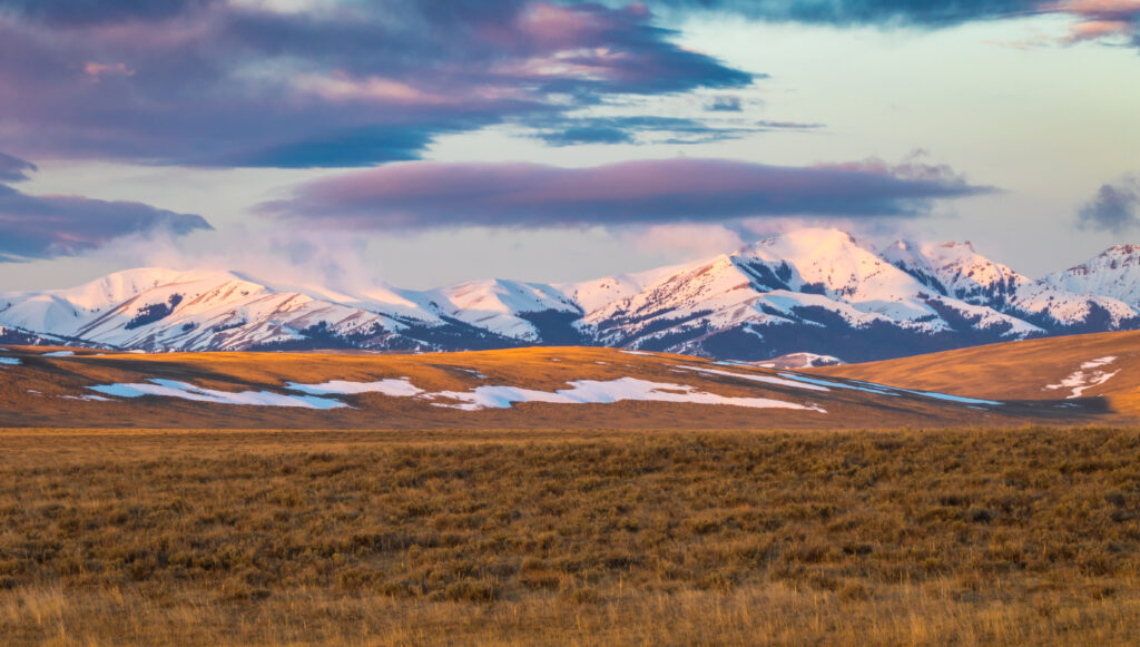 snow capped Centennial Mountains in Montanan