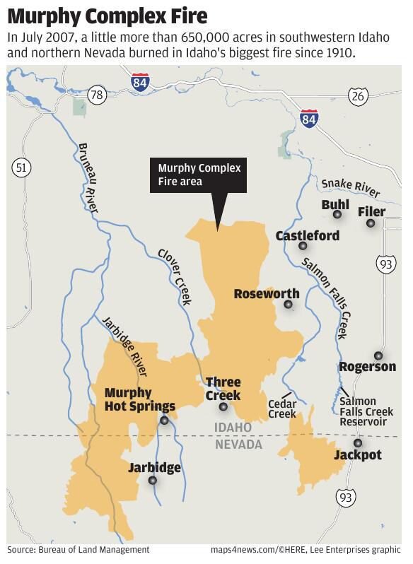 A map of the Murphy Complex fire