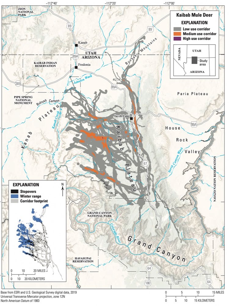 Map of the Kaibab mule deer herd