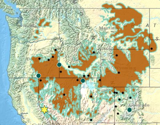 A map showing the location of the bi-state project.