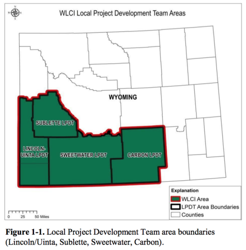 Map of the WLCI area in SW Wyoming