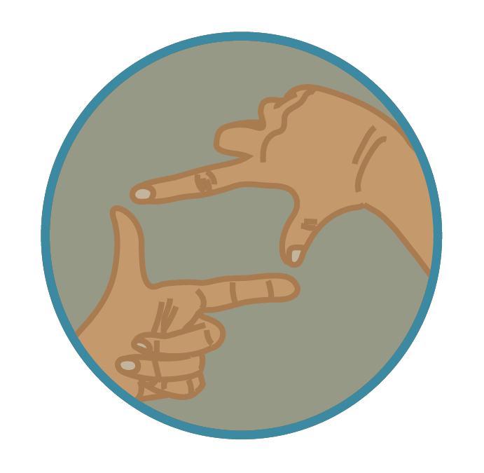 An icon showing hands doing a framing motion to signify focus