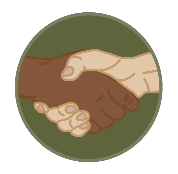 An icon of two hands shaking to signify relationships
